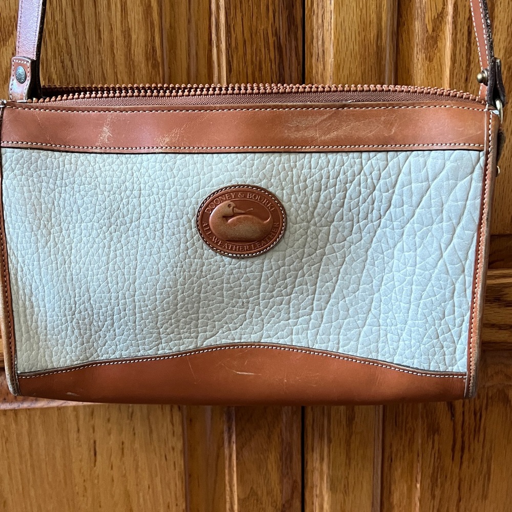 Dooney & Bourke Two-Tone Light cream and Brown Pebble Leather Crossbody